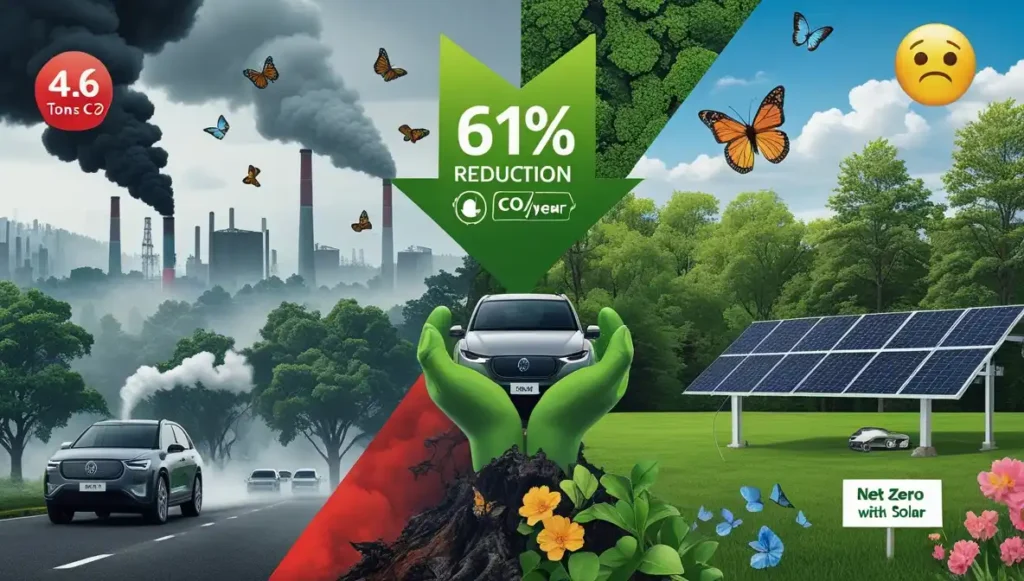 Electric SUVs zero emissions environmental impact reducing carbon footprint 61% versus gas vehicles