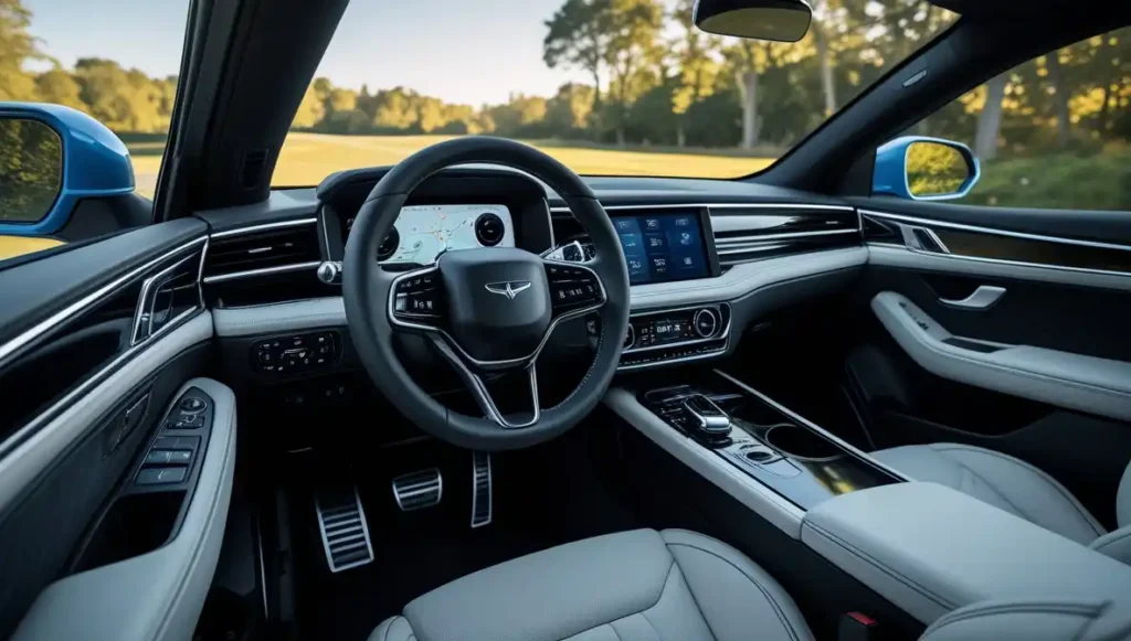 Volkswagen ID 4 interior quality and technology features - dashboard, infotainment screen and premium materials