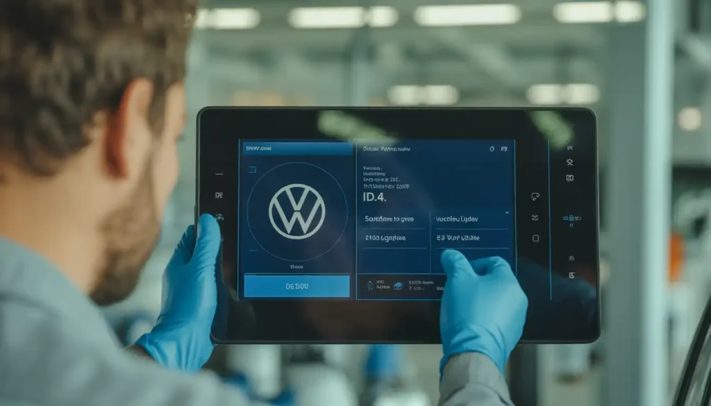 VW ID 4 issues and common problems - technician performing software update and diagnostics