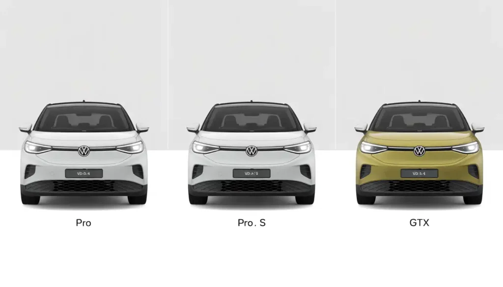 Volkswagen ID 4 price and trim levels 2026 - Pro, Pro S, and GTX models compared