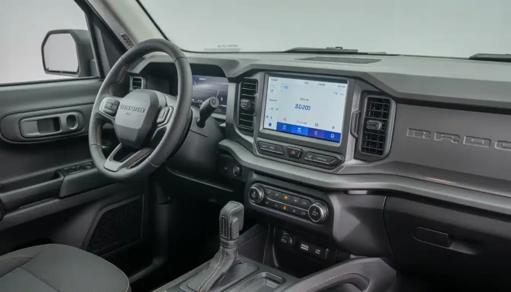 Bronco Sport interior cabin features dashboard touchscreen ford crossover SUV
