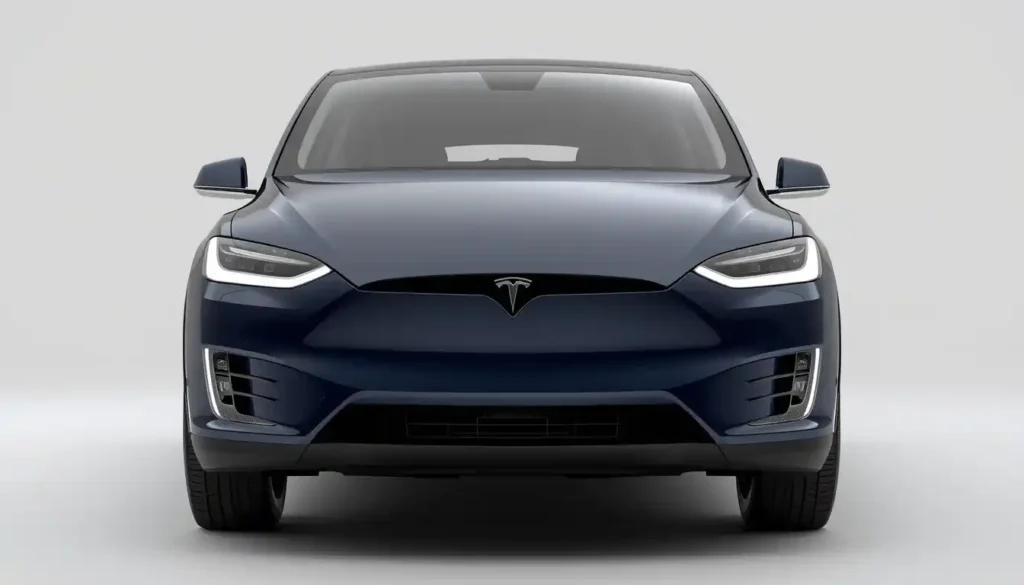 Tesla Model X 2026 front three-quarter view showing luxury electric SUV design