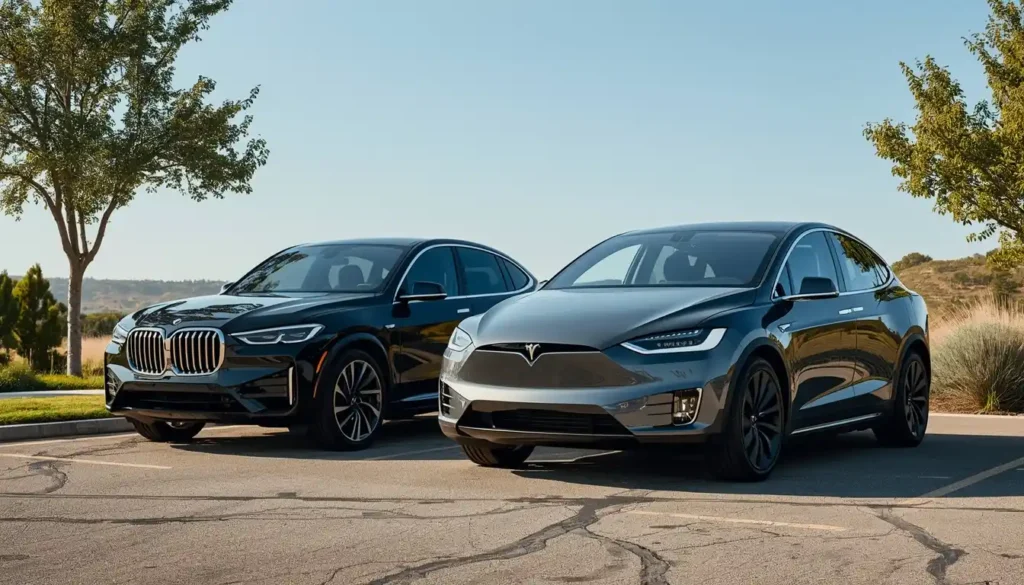 Tesla Model X luxury electric SUV compared to competitors Rivian R1S and BMW iX