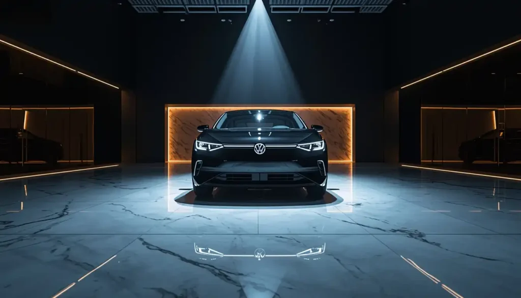 Volkswagen ID.7 price showroom display luxury dealership lighting