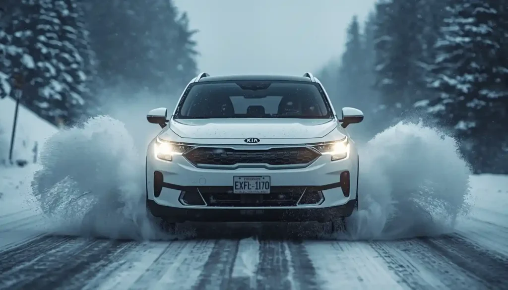Cold weather EV range — best electric cars winter driving, Kia EV9 in snowstorm