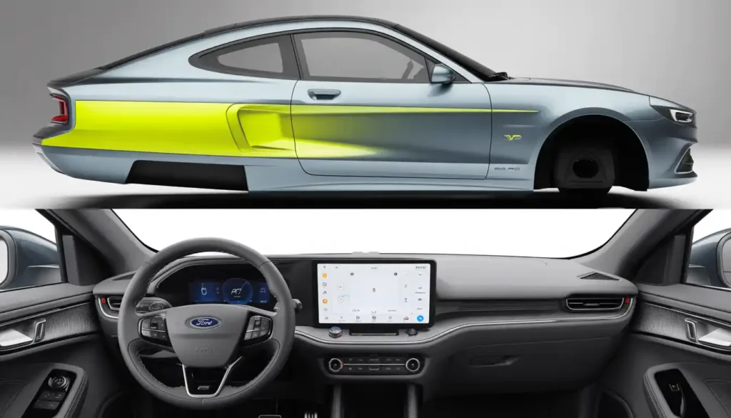 Ford Capri EV 2026 exterior design sloping roofline and premium interior
