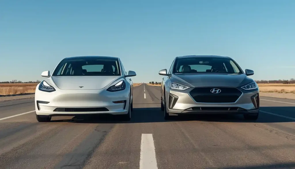 Tesla Model 3 vs Hyundai Ioniq 6 electric sedan comparison side by side