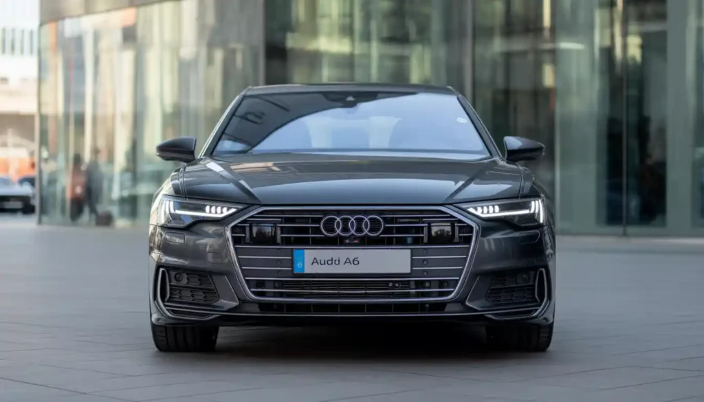 2026 Audi A6 redesign – bold Singleframe grille and flush door handles front view