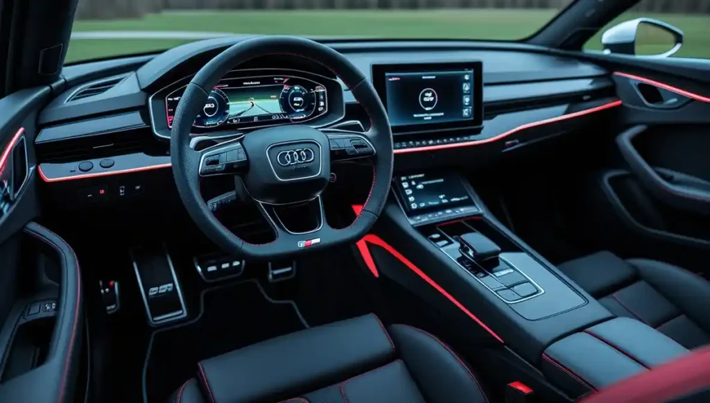 Audi S e-tron GT 2026 interior showing 12.3 inch digital cluster Bang Olufsen and premium cabin
