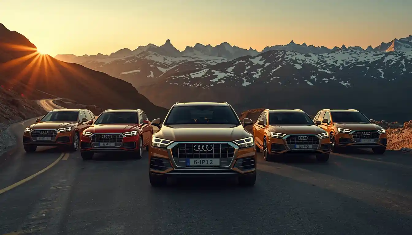 Audi SUV 2026 complete lineup from Q3 to RS Q8 on mountain road