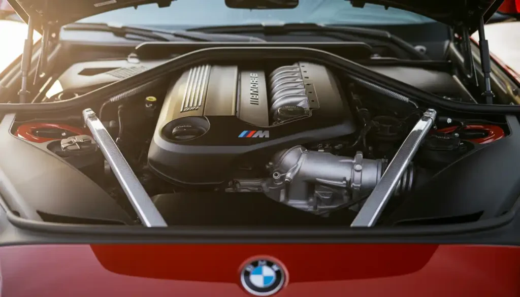 BMW Z4 M40i B58 turbocharged engine bay detail showing inline-six