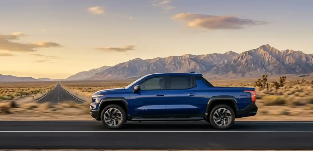 Chevrolet Silverado EV long range test on desert highway vs Tesla Cybertruck range