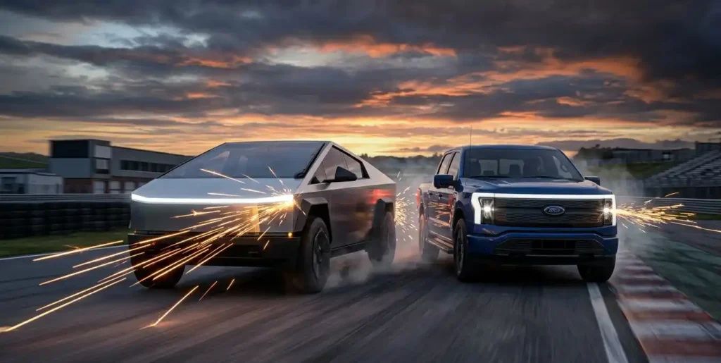 cybertruck vs f150 lightning performance acceleration test