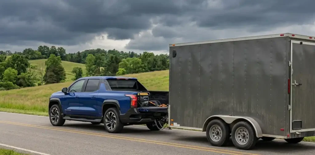 Chevrolet Silverado EV towing capacity vs Tesla Cybertruck electric truck payload test