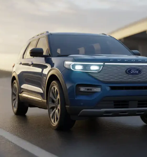 2026 Ford Explorer EV Premium Extended Range AWD in dynamic exterior shot showing dual-motor electric SUV