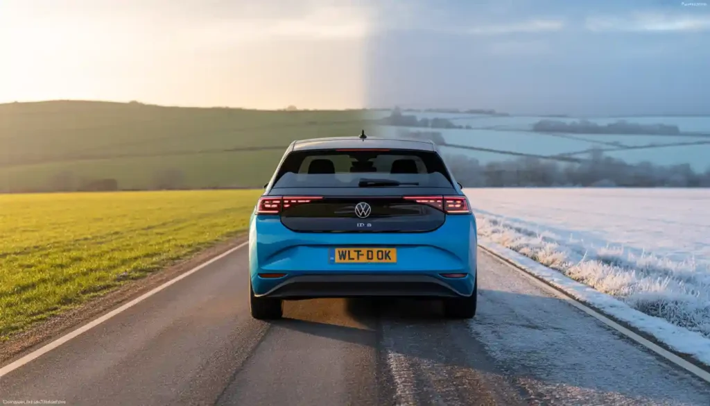 VW ID.3 Pro S 2026 showing real-world range difference in summer and winter conditions