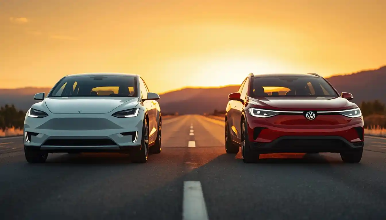 Tesla Model Y vs Volkswagen ID.4 side-by-side comparison 2026 electric SUV