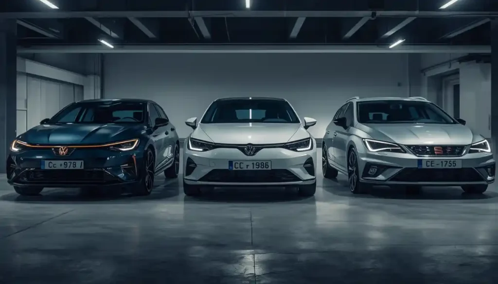 Cupra Born vs VW ID.3 vs SEAT comparison showing design and performance differences