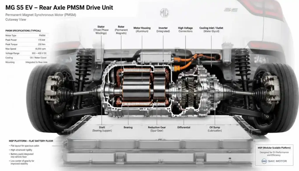 MG electric SUV permanent magnet synchronous motor PMSM technology