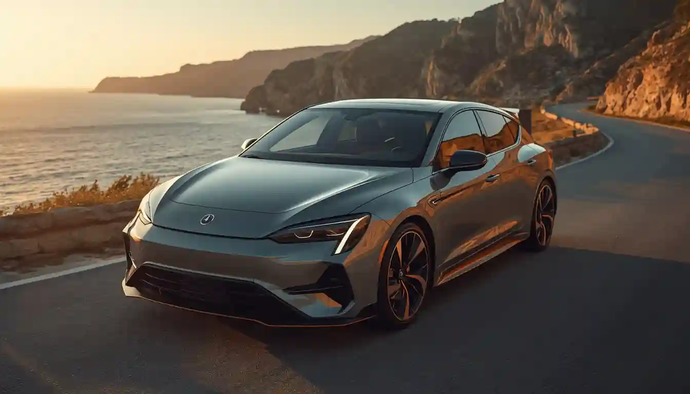2026 Cupra Born VZ in Vapour Grey on a coastal road at golden hour with copper trim details