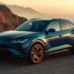 2026 Cupra Tavascan electric SUV blue coastal road view
