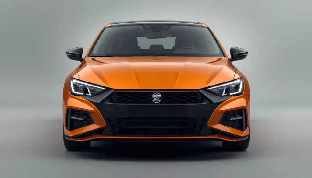 Cupra Tavascan electric SUV front view in studio lighting highlighting its safety features