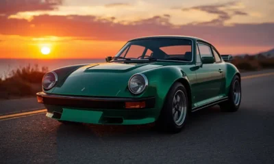 2026 GWM Ora Funky Cat in green parked on an open highway during golden hour, front three-quarter view.